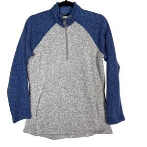 Charles River Apparel Womens Medium M Blue Gray Heather 1/4 Zip Fleece Pullover